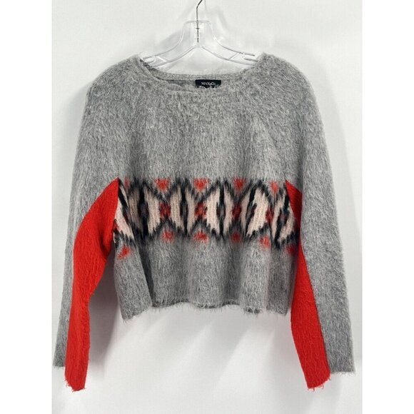 Max & Co Gray Crew Neck Crop Sweater Mohair Alpaca Sz Small - Picture 2 of 7